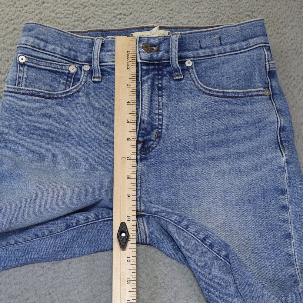 Madewell Mid-Rise Kick Out Jeans Blue Raw Hem Cropped Flare Denim 27 - Picture 6 of 11